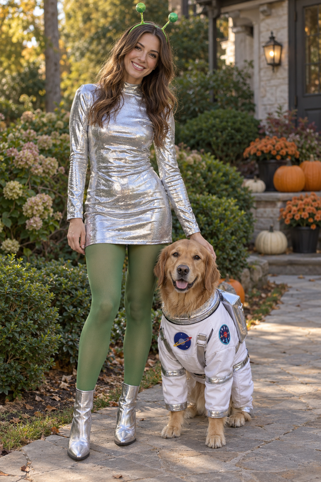 Alien Woman with Astronaut Dog Halloween Costume