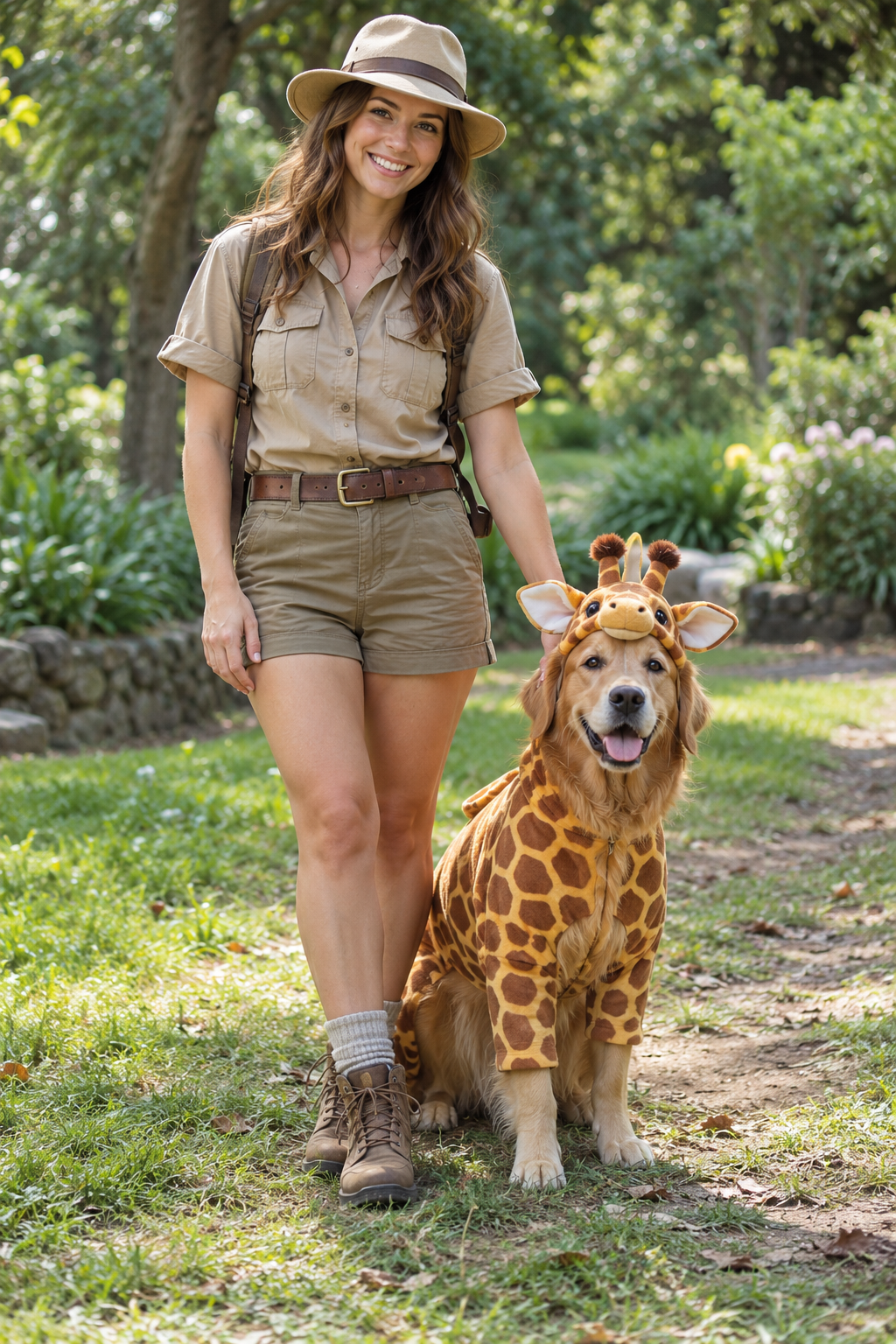 Safari Guide with Giraffe Dog Halloween Costume
