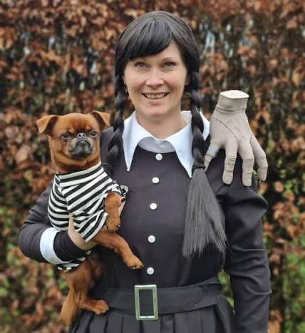 wednesday addams and pugsley dog halloween costume